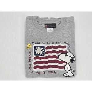 Vintage Mens M Peanuts Collection Snoopy Woodstock T Shirt USA Flag American NEW